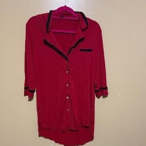 Cosabella Red Sleep Shirt with Black Accents